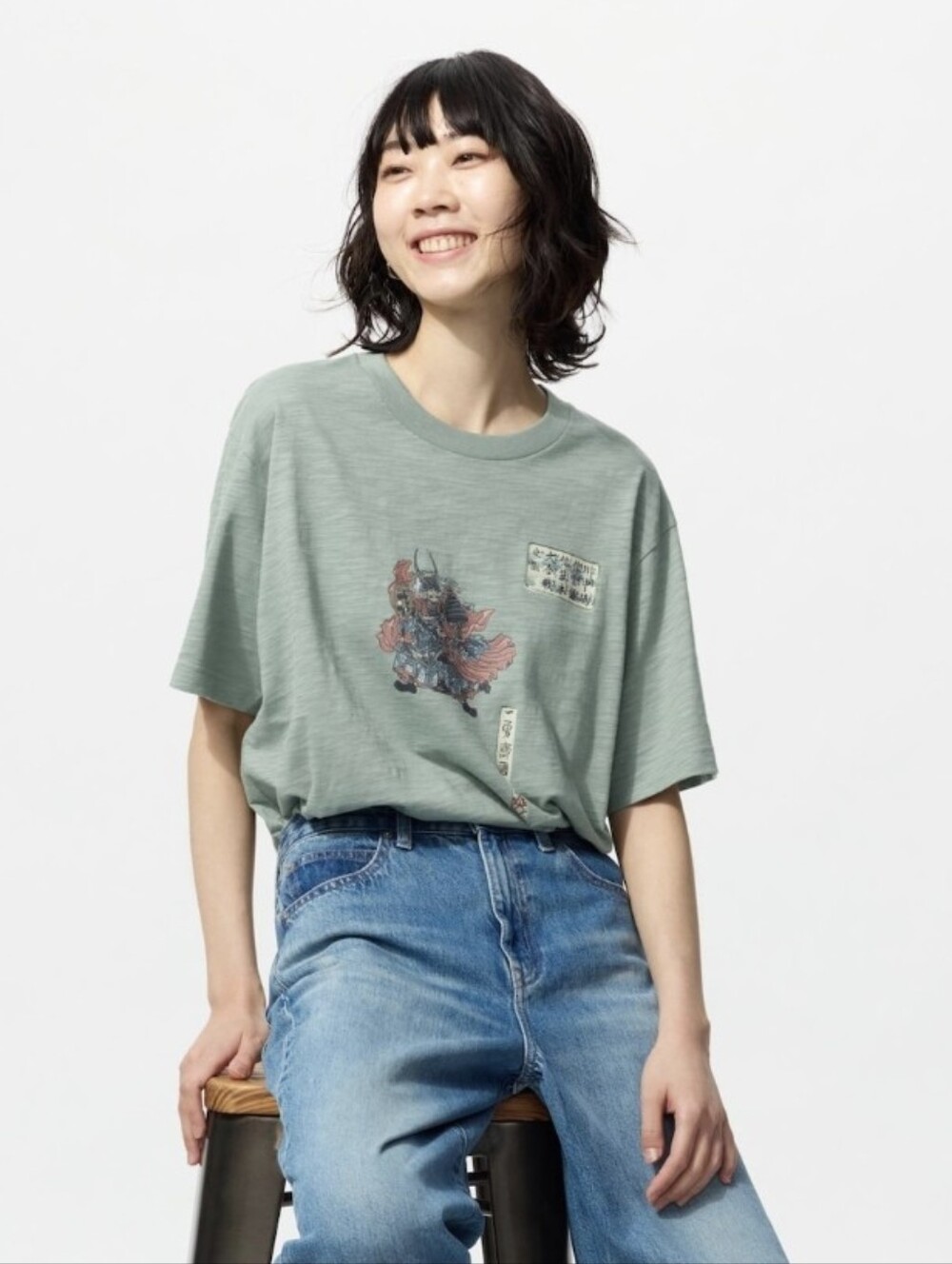 Uniqlo Museum Of Fine Arts Boston Ukiyo-e Heroes Green Japanese Graphic T-Shirt